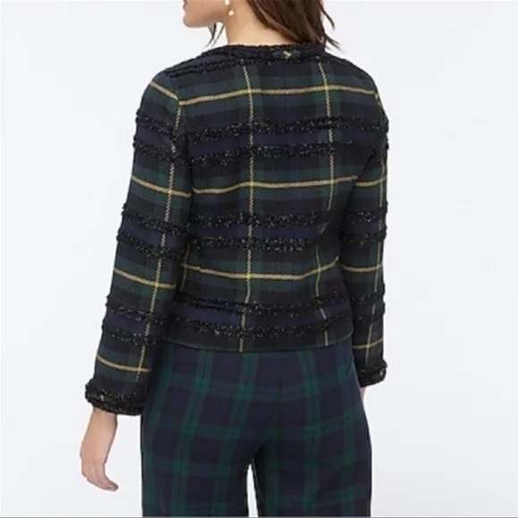 J.Crew Lady Jacket in Lurex Watch Plaid Fringe Blazer Holiday - Picture 2 of 4